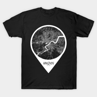 Hangzhou, China City Map - Travel Pin T-Shirt